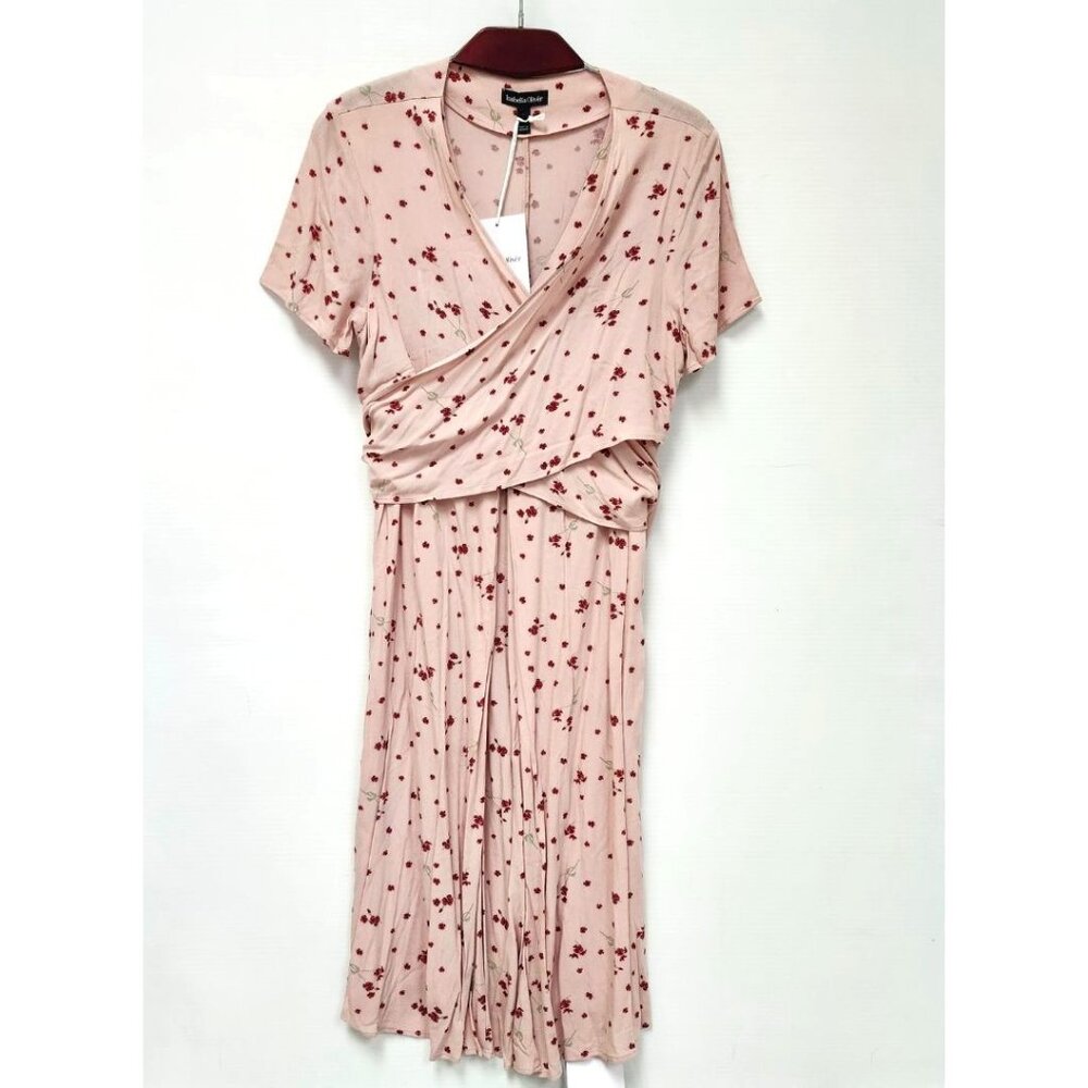 Isabella Oliver Women's Blush Pink Floral Midi Maternity Tie Dress Size 0-2 & 4